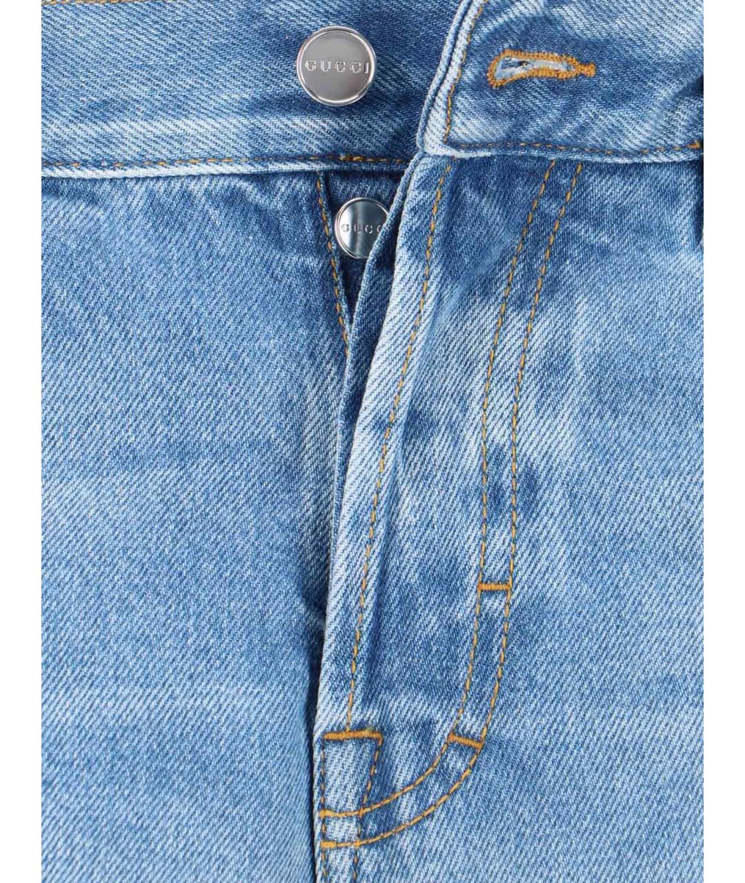 GUCCI Голубые хлопковые прямые джинсы, фото 5