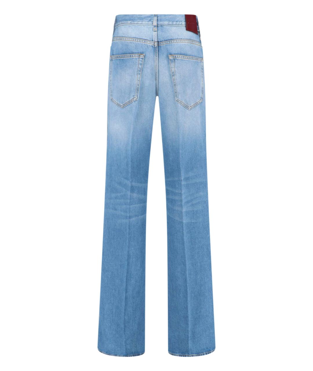 GUCCI Голубые хлопковые прямые джинсы, фото 2