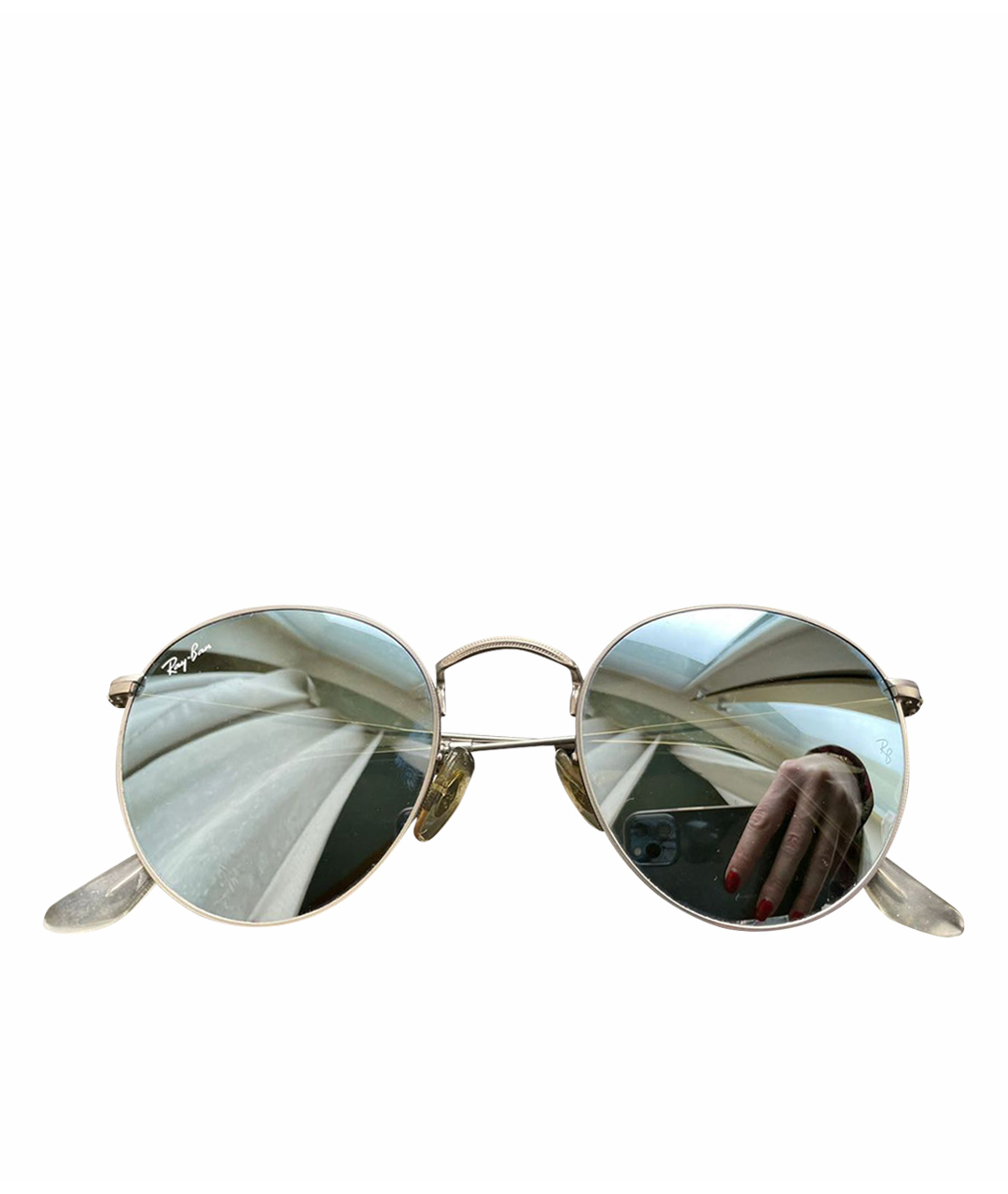 RAY BAN Серебряные металлические солнцезащитные очки, фото 1