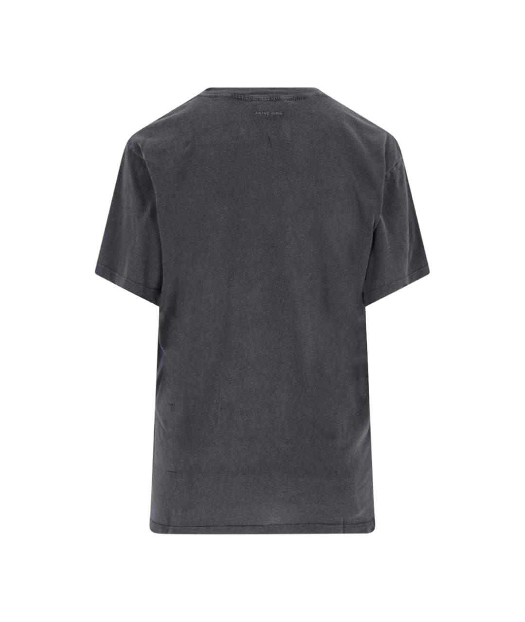 ANINE BING Серая хлопковая футболка, фото 2