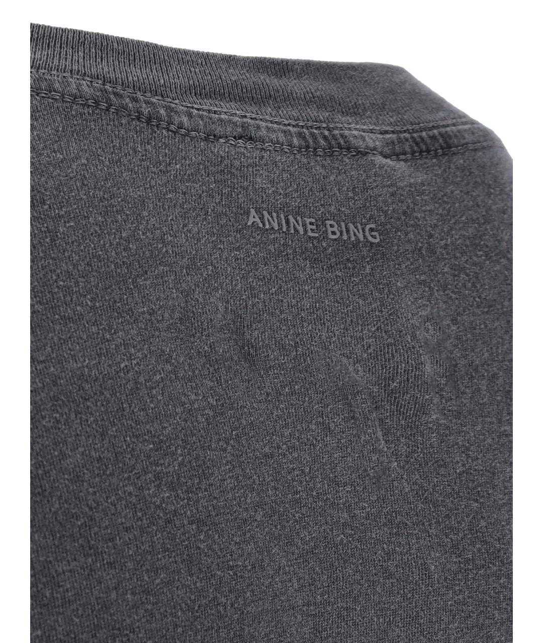 ANINE BING Серая хлопковая футболка, фото 3