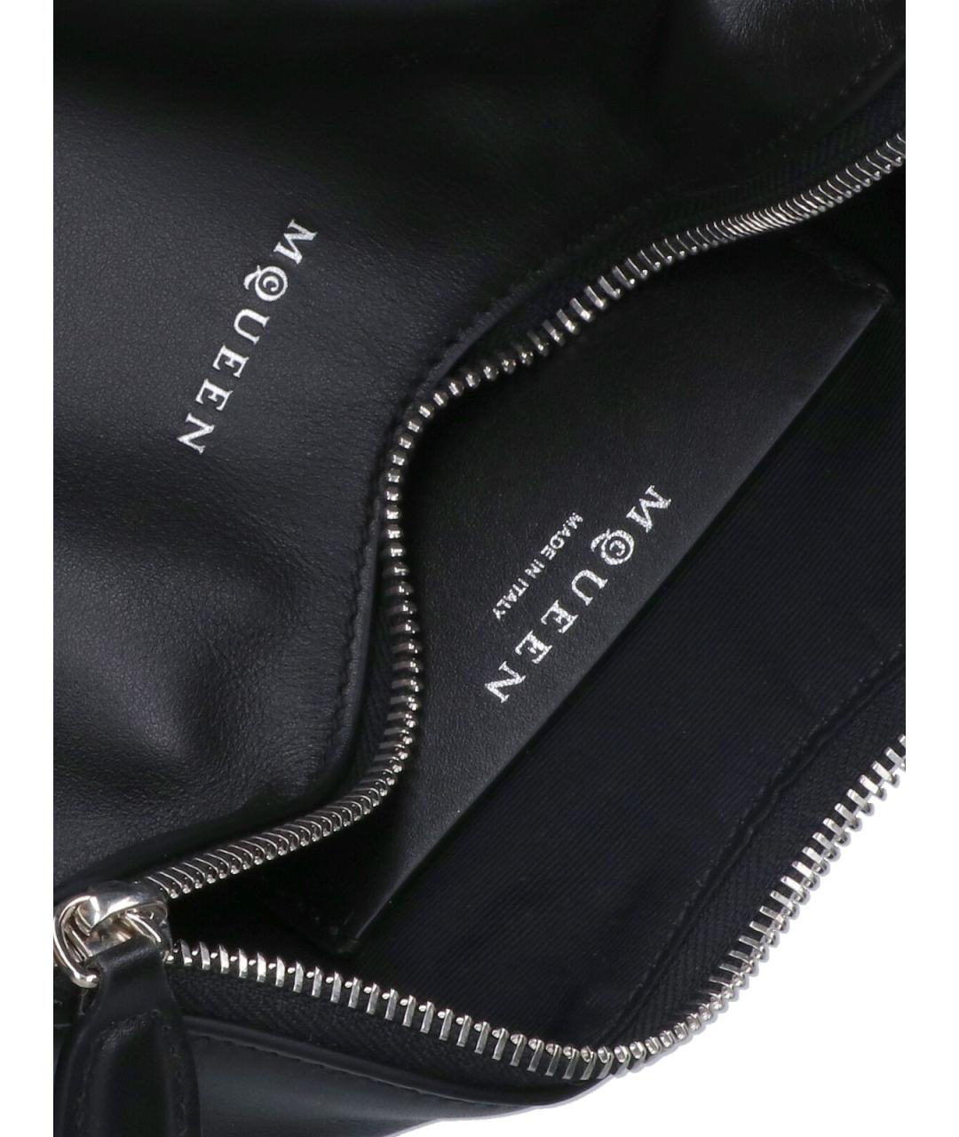 ALEXANDER MCQUEEN Черная кожаная сумка через плечо, фото 4