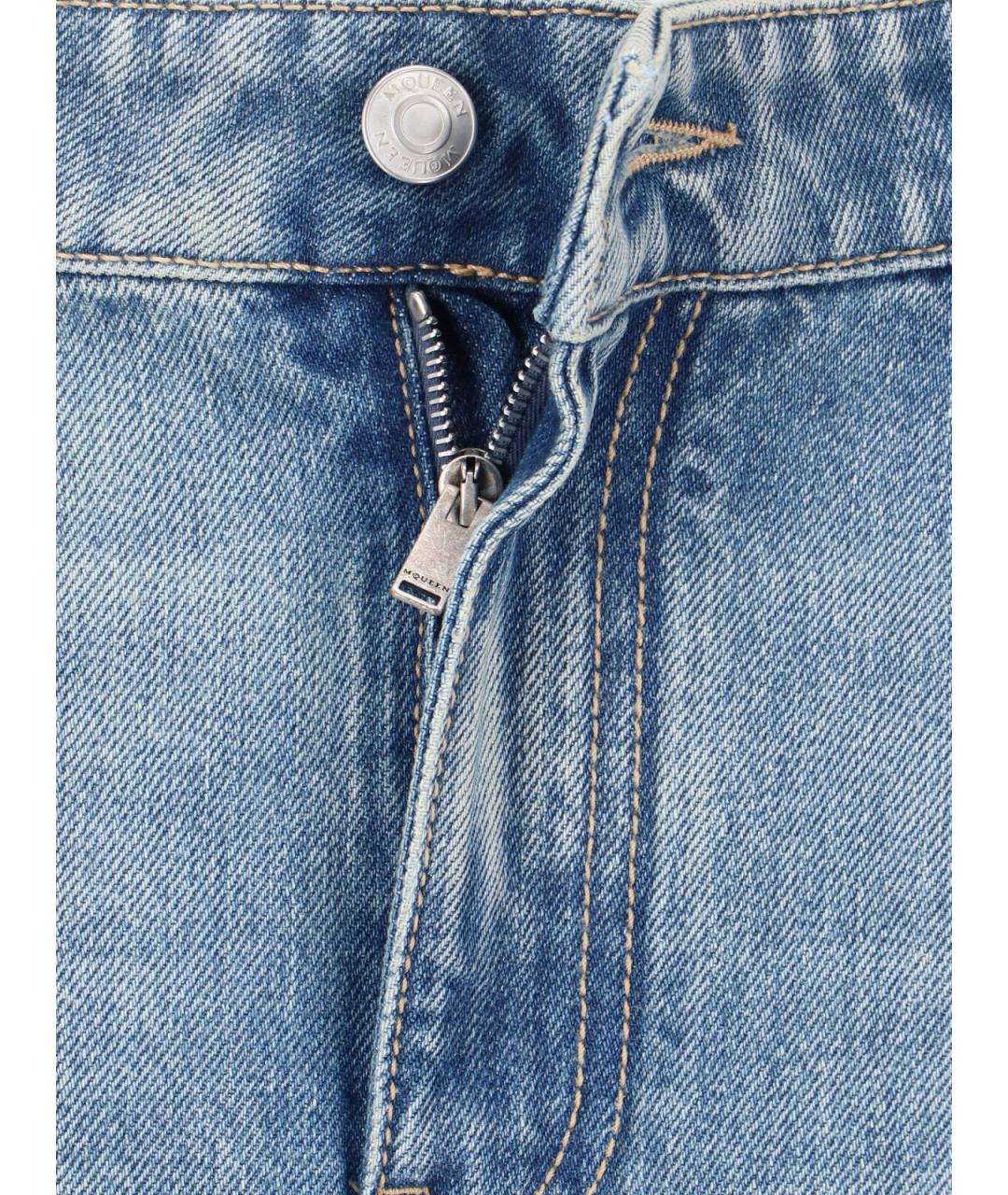 ALEXANDER MCQUEEN Голубые хлопковые прямые джинсы, фото 5