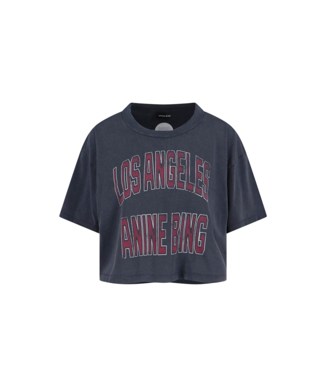 ANINE BING Серая хлопковая футболка, фото 1