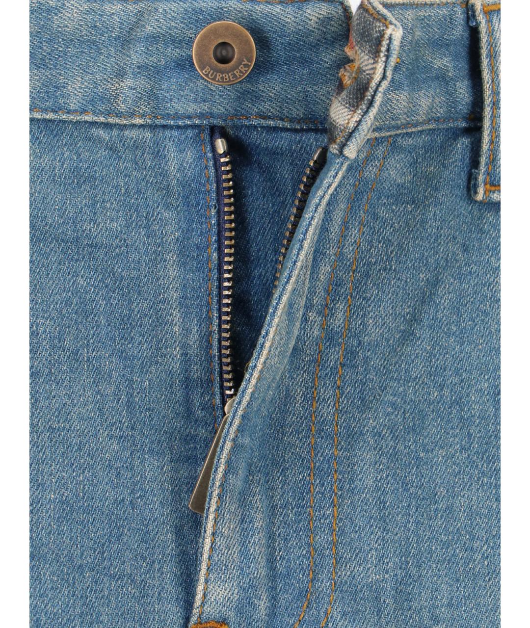 BURBERRY Голубые хлопковые прямые джинсы, фото 5