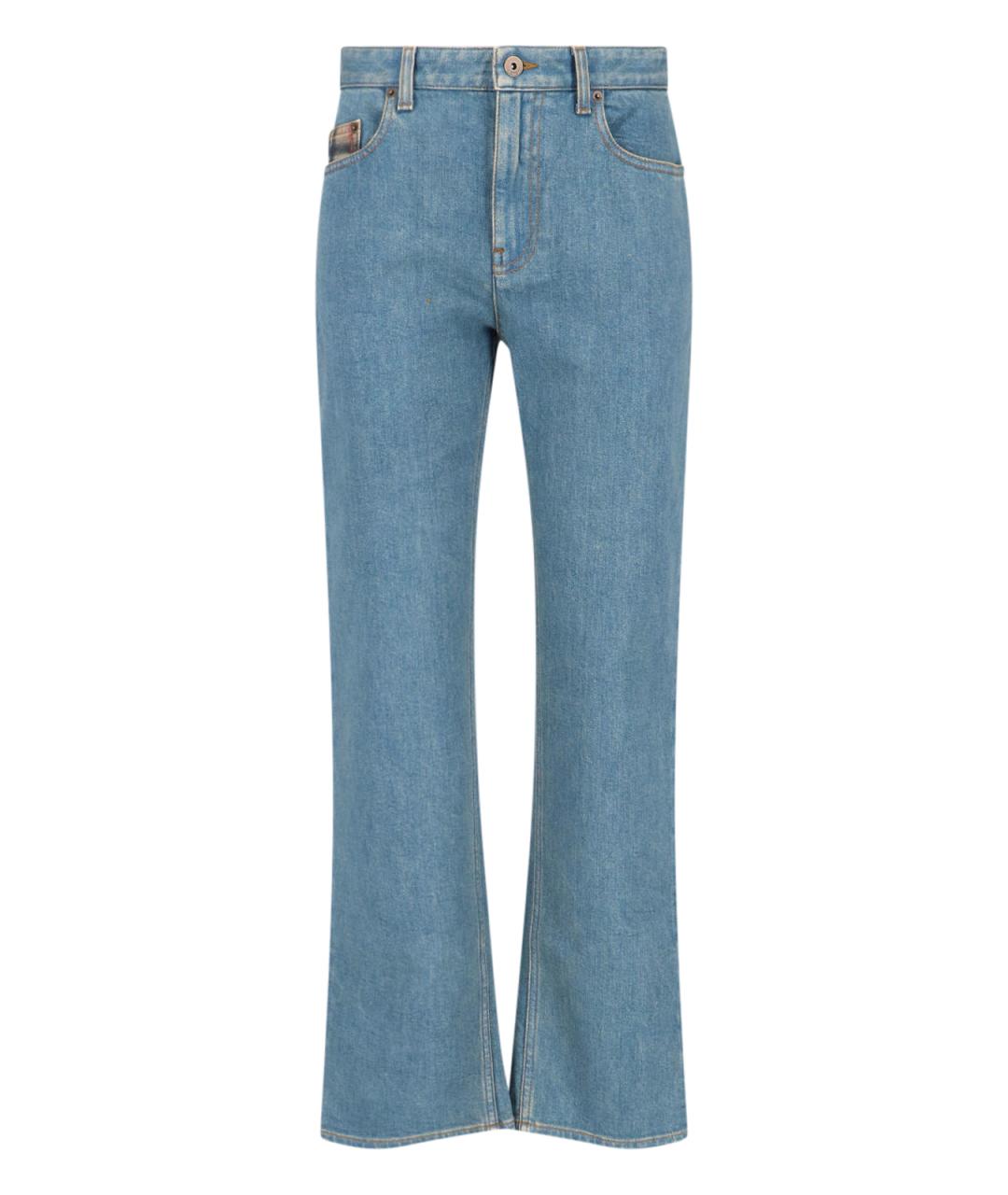 BURBERRY Голубые хлопковые прямые джинсы, фото 1