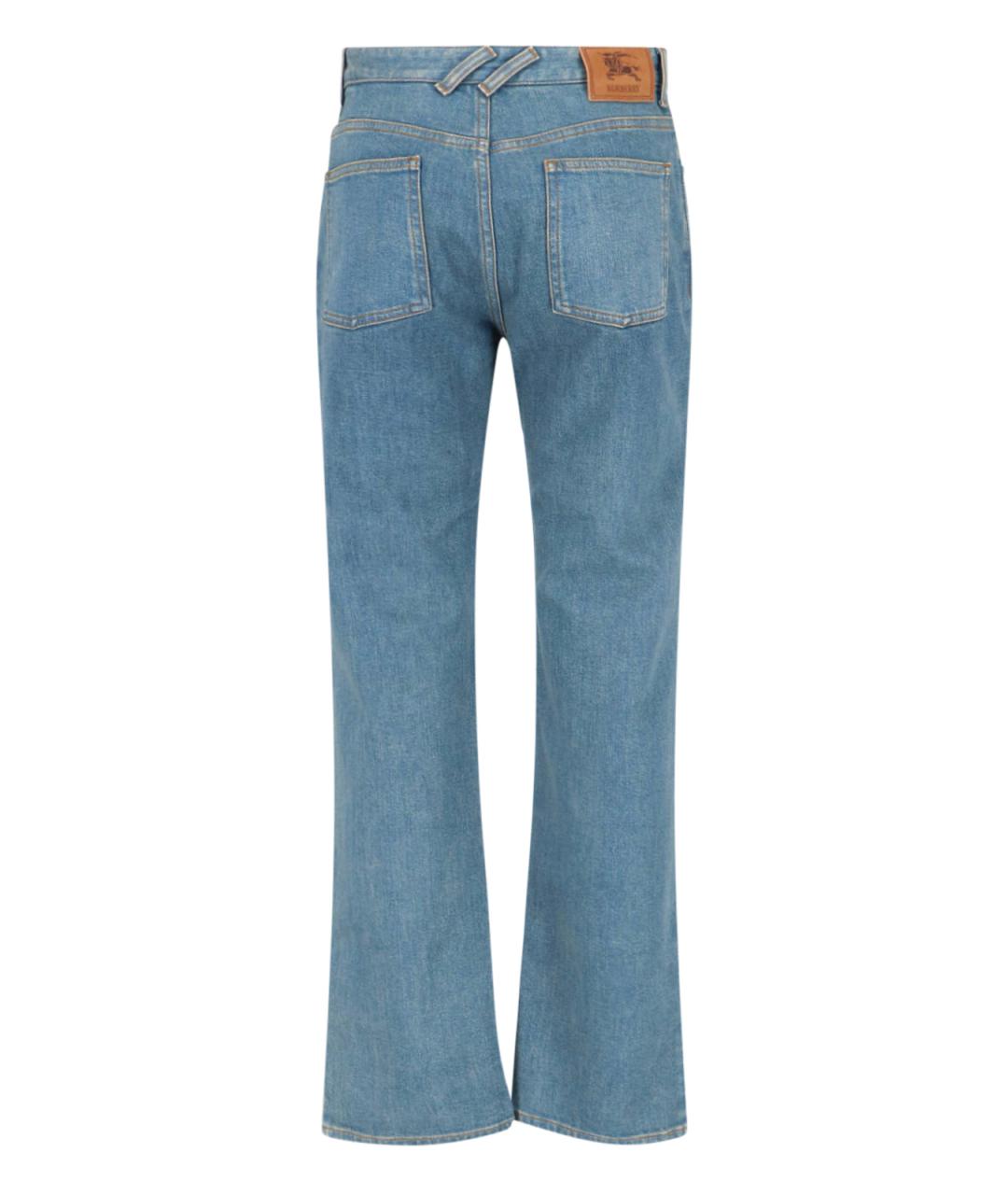 BURBERRY Голубые хлопковые прямые джинсы, фото 2