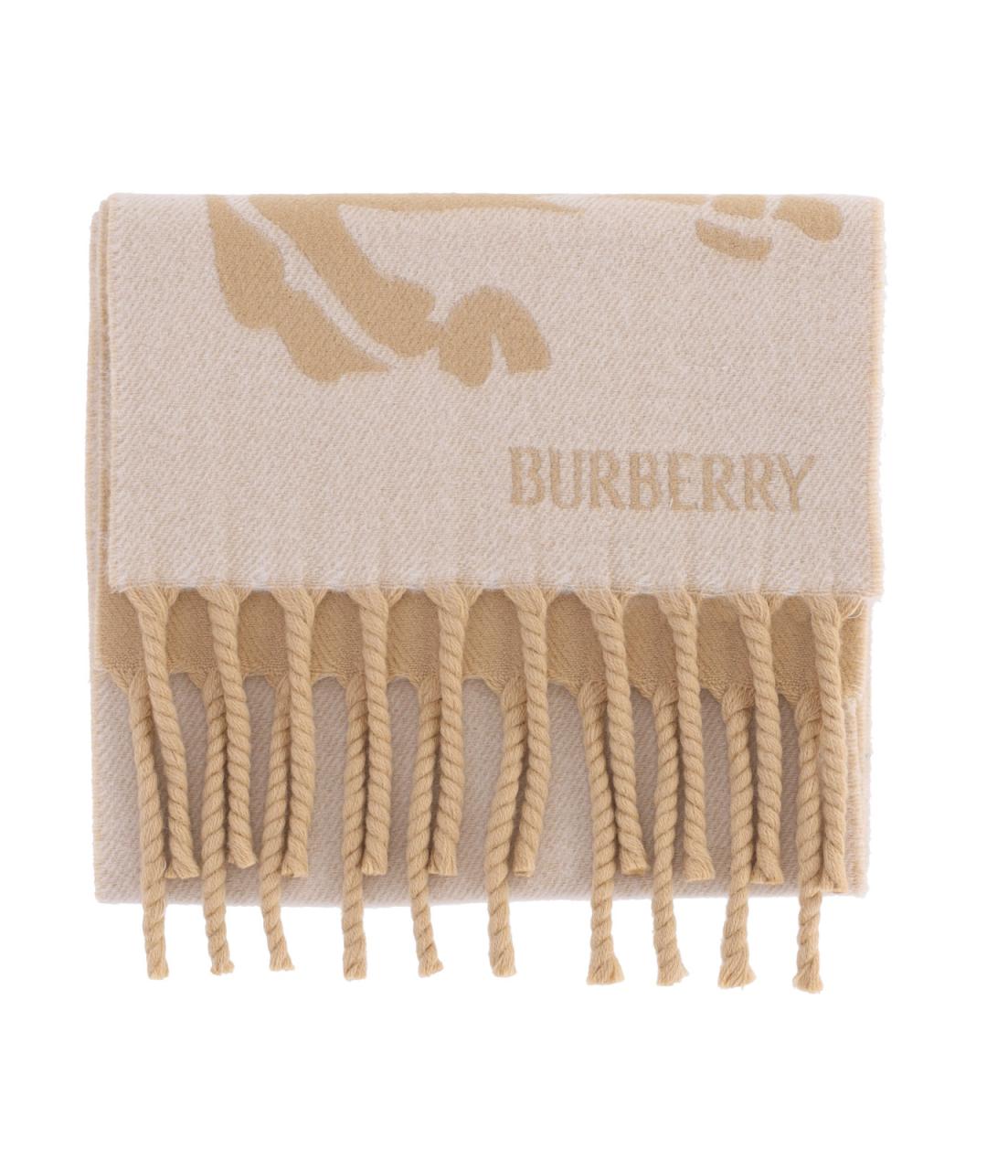 BURBERRY Бежевый шерстяной шарф, фото 2