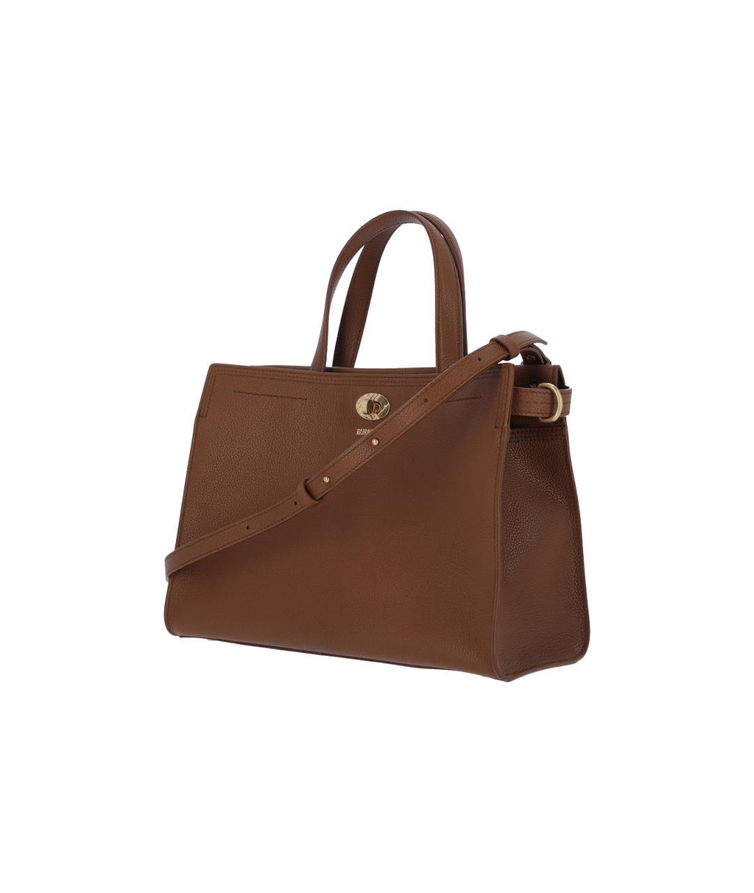 BURBERRY Коричневая кожаная сумка тоут, фото 2