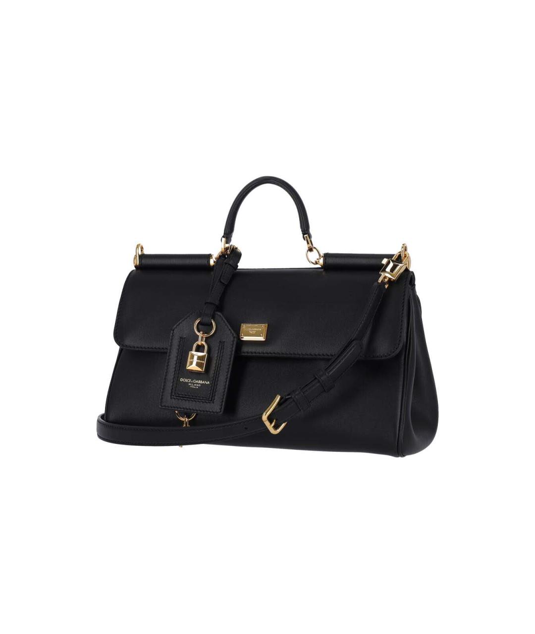 DOLCE&GABBANA Черная кожаная сумка тоут, фото 2