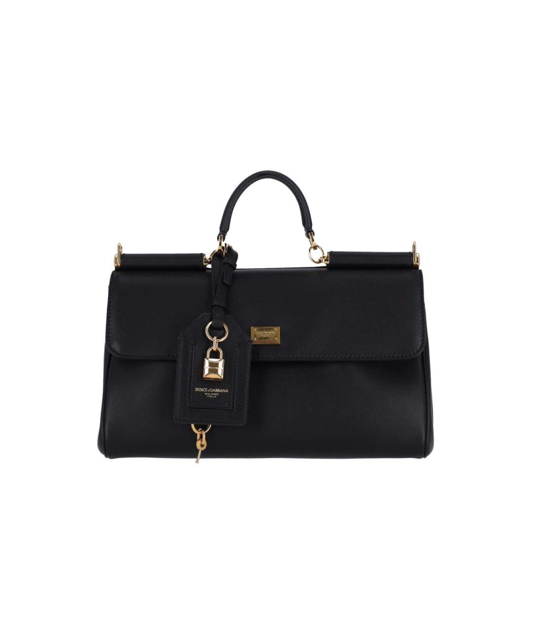 DOLCE&GABBANA Черная кожаная сумка тоут, фото 1