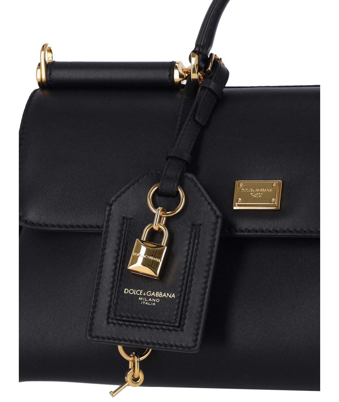 DOLCE&GABBANA Черная кожаная сумка тоут, фото 4