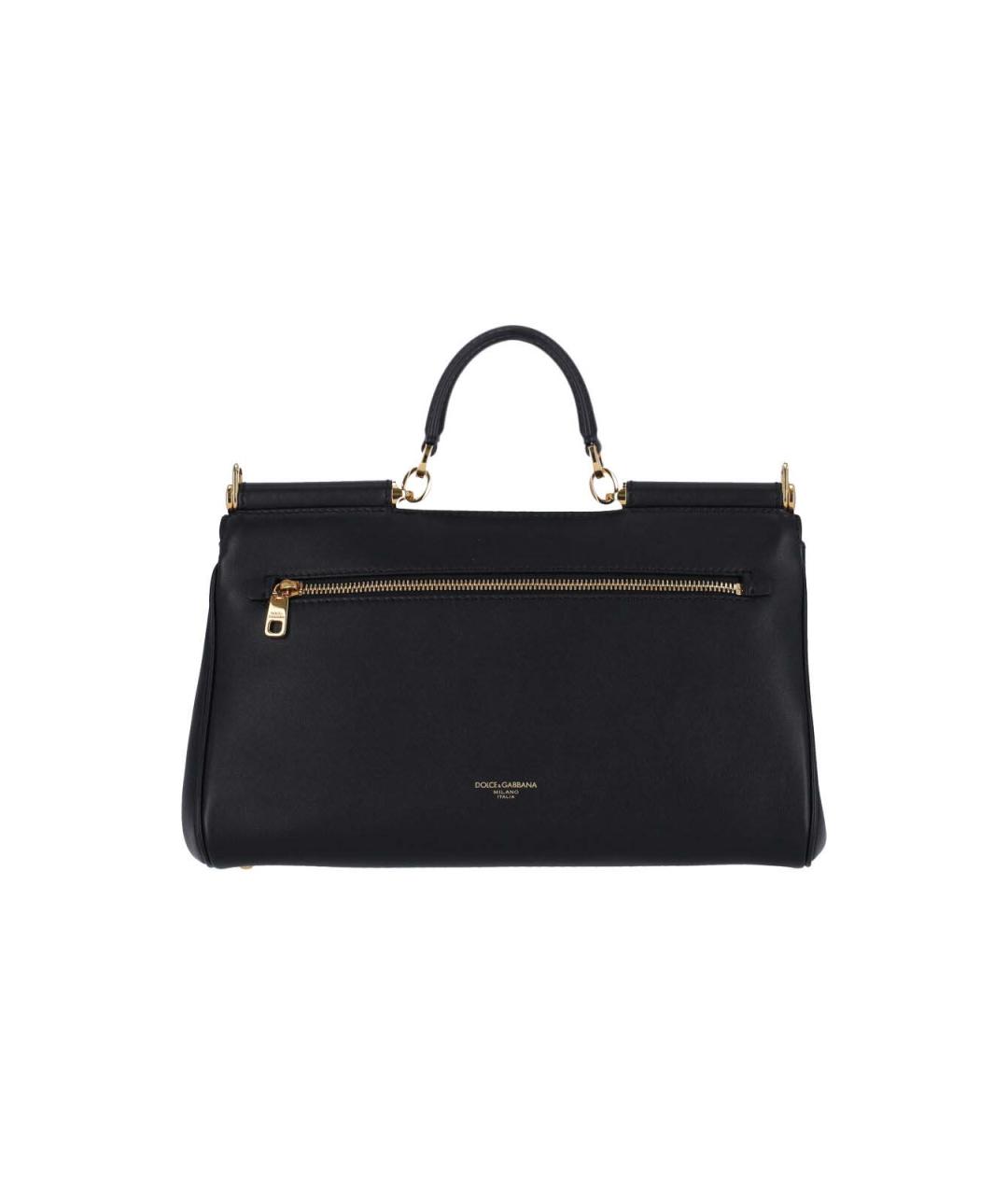 DOLCE&GABBANA Черная кожаная сумка тоут, фото 3