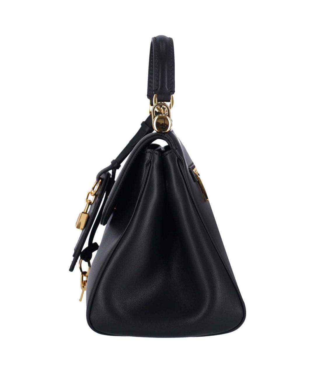 DOLCE&GABBANA Черная кожаная сумка тоут, фото 5