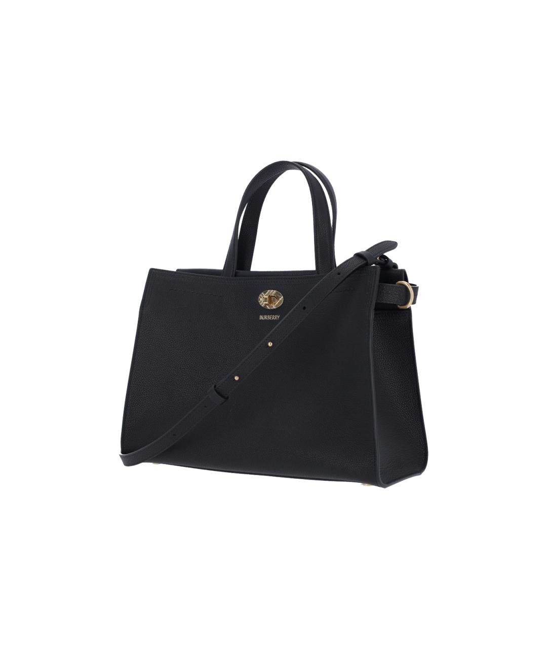 BURBERRY Черная кожаная сумка тоут, фото 2