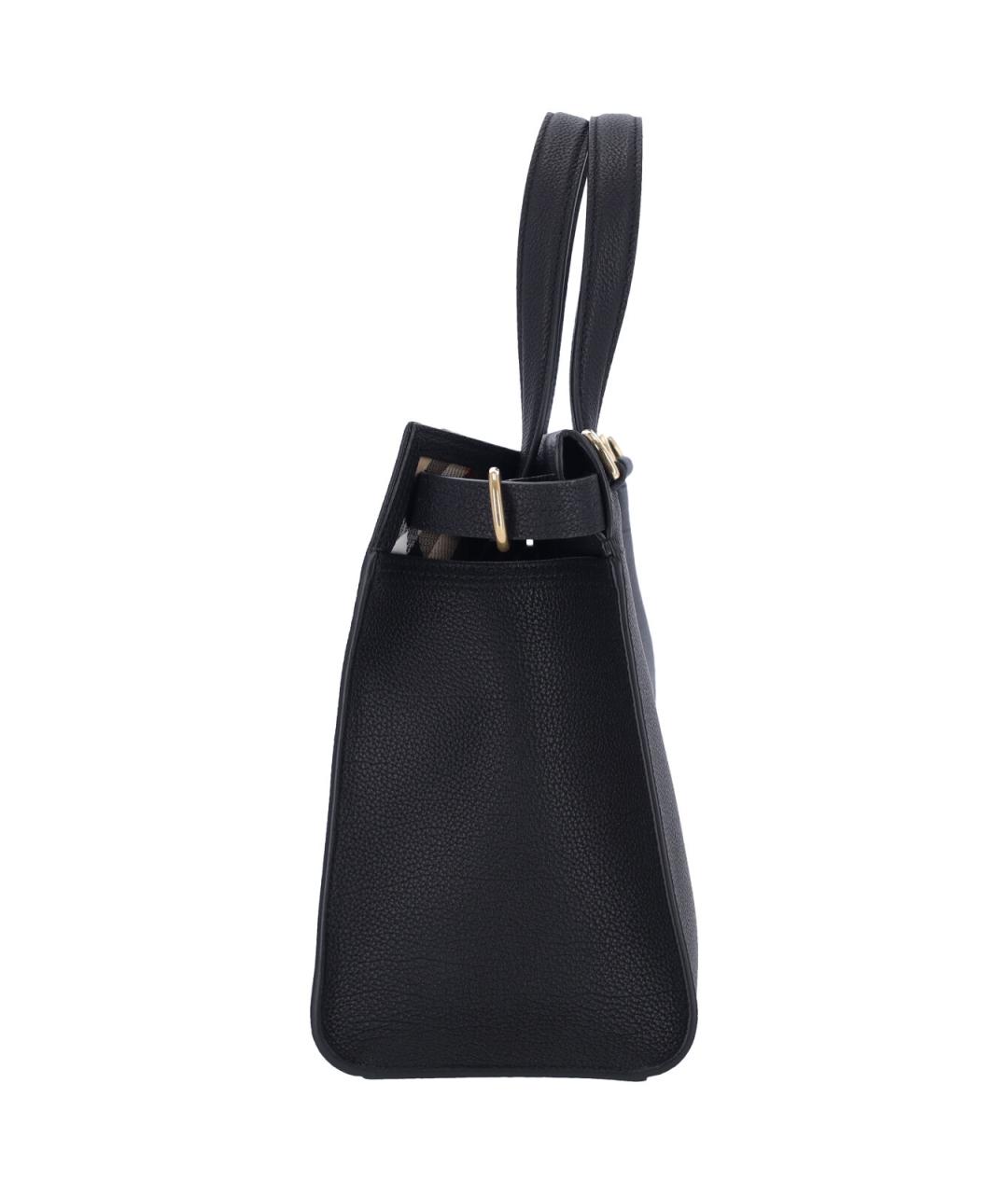 BURBERRY Черная кожаная сумка тоут, фото 5