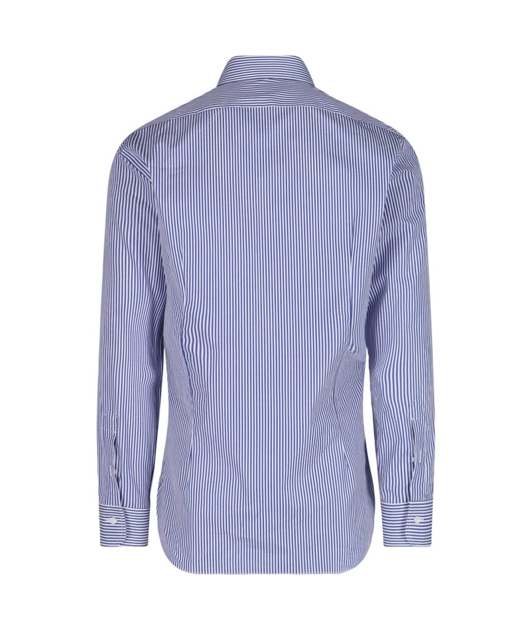 BARBA Синяя хлопковая кэжуал рубашка, фото 2