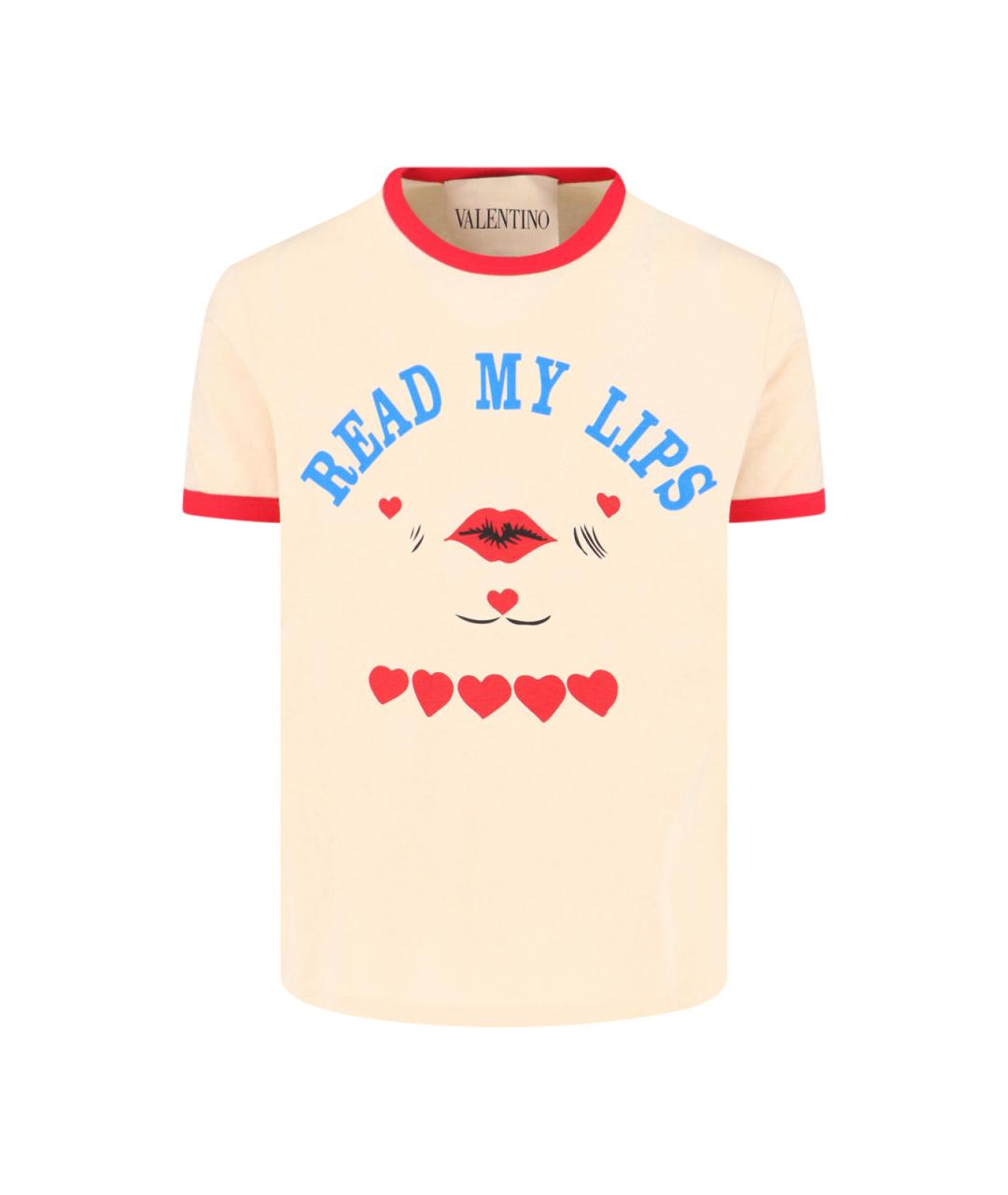 VALENTINO Бежевая хлопковая футболка, фото 1