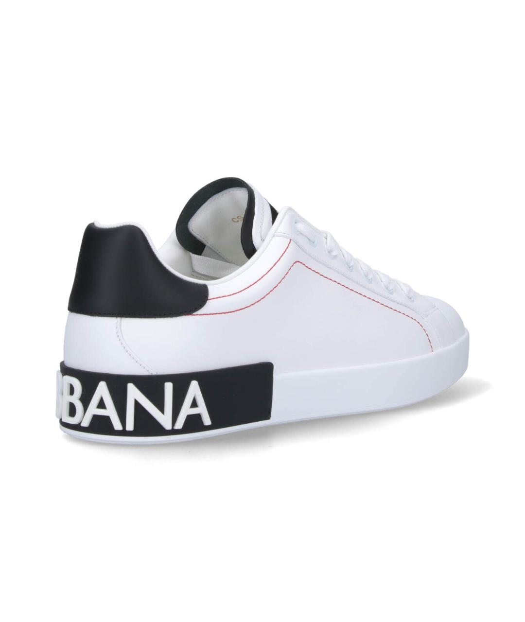 DOLCE&GABBANA Белые кожаные низкие кроссовки / кеды, фото 4