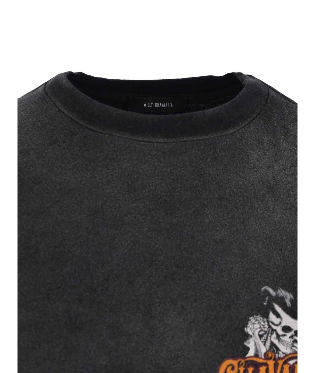 WILLY CHAVARRIA Черная хлопковая футболка, фото 3