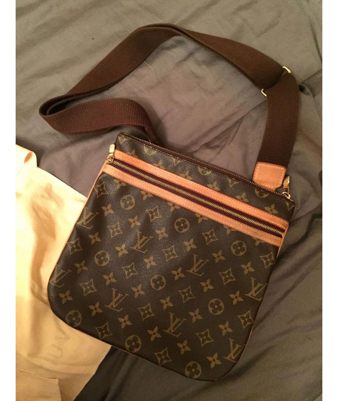 LOUIS VUITTON PRE-OWNED Коричневая кожаная сумка на плечо, фото 4