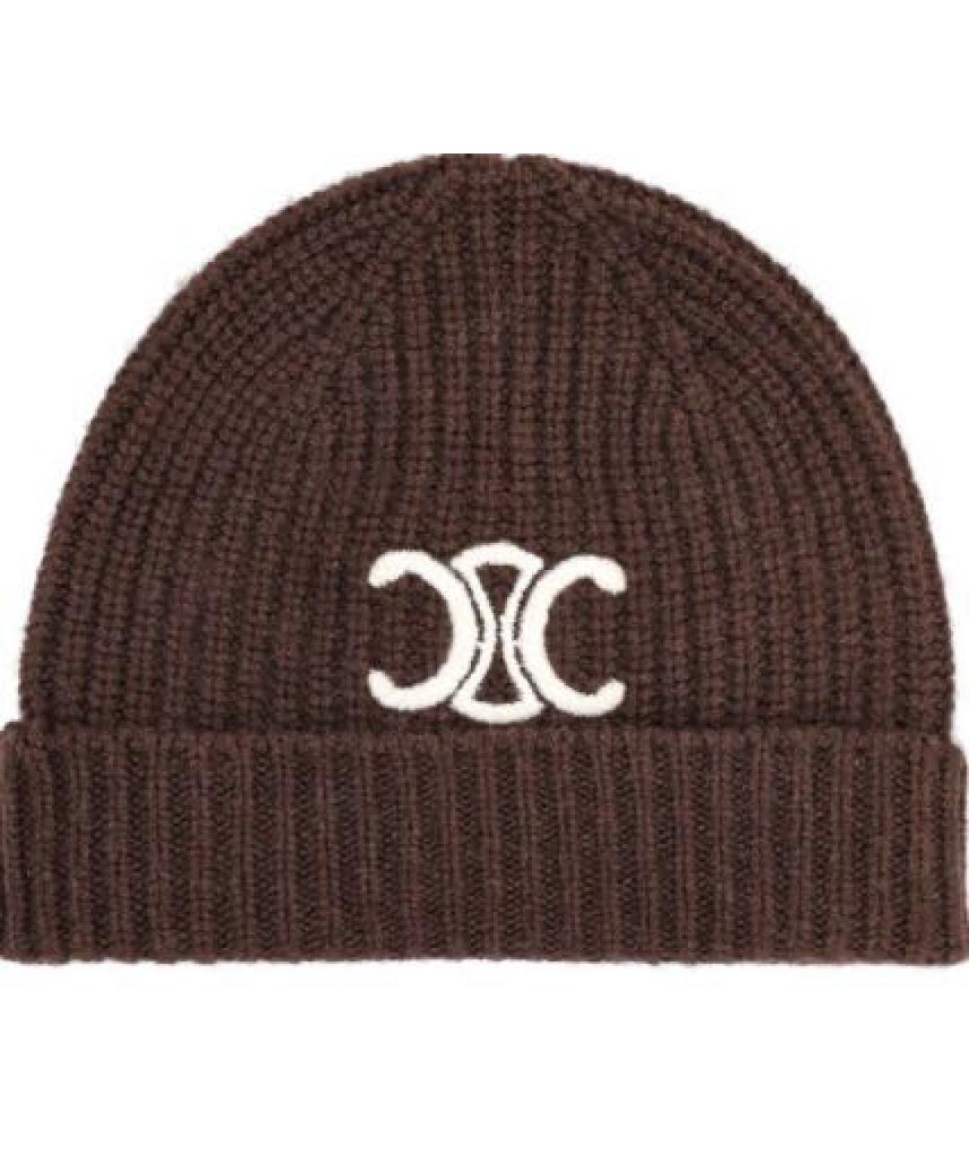 CELINE Коричневая кашемировая шапка, фото 1