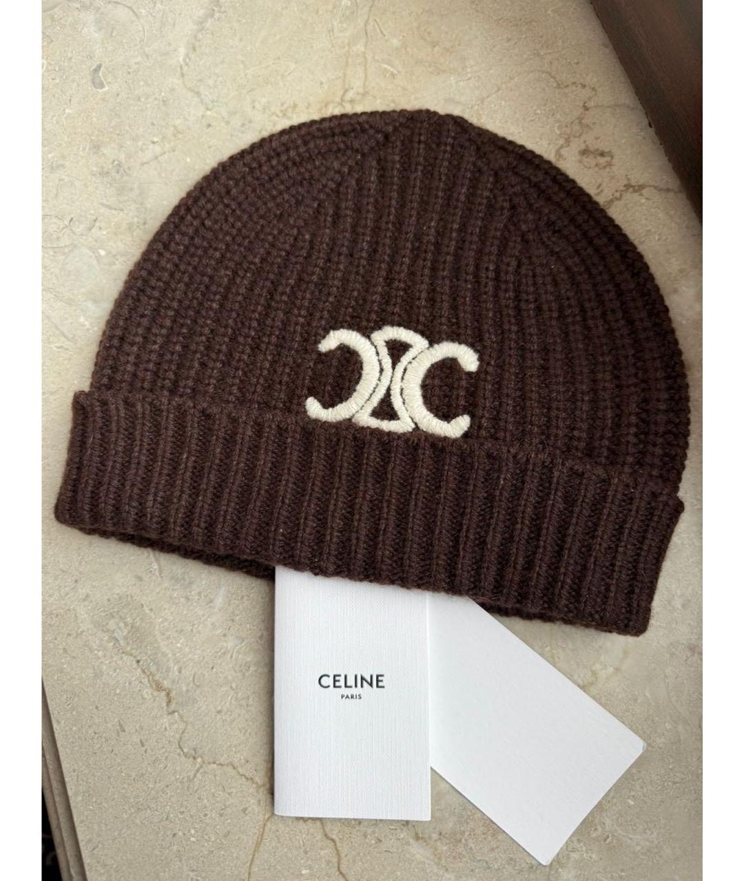 CELINE Коричневая кашемировая шапка, фото 3