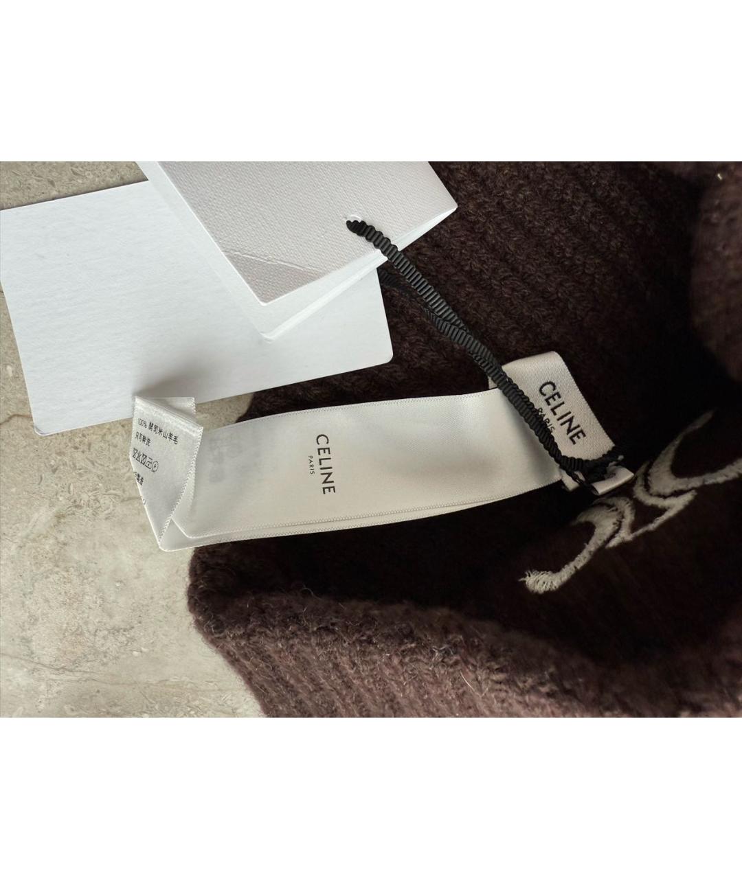 CELINE Коричневая кашемировая шапка, фото 5