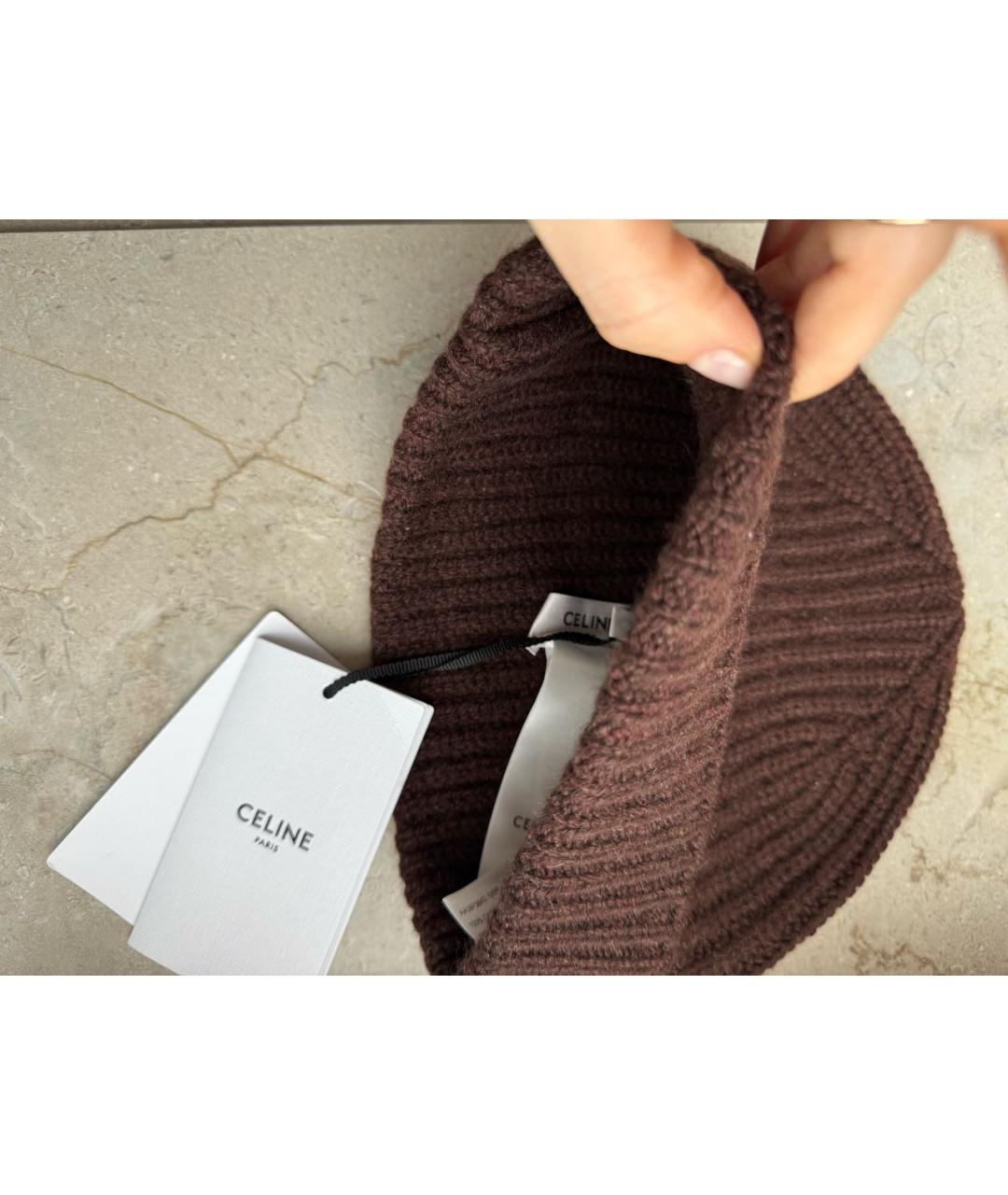 CELINE Коричневая кашемировая шапка, фото 6
