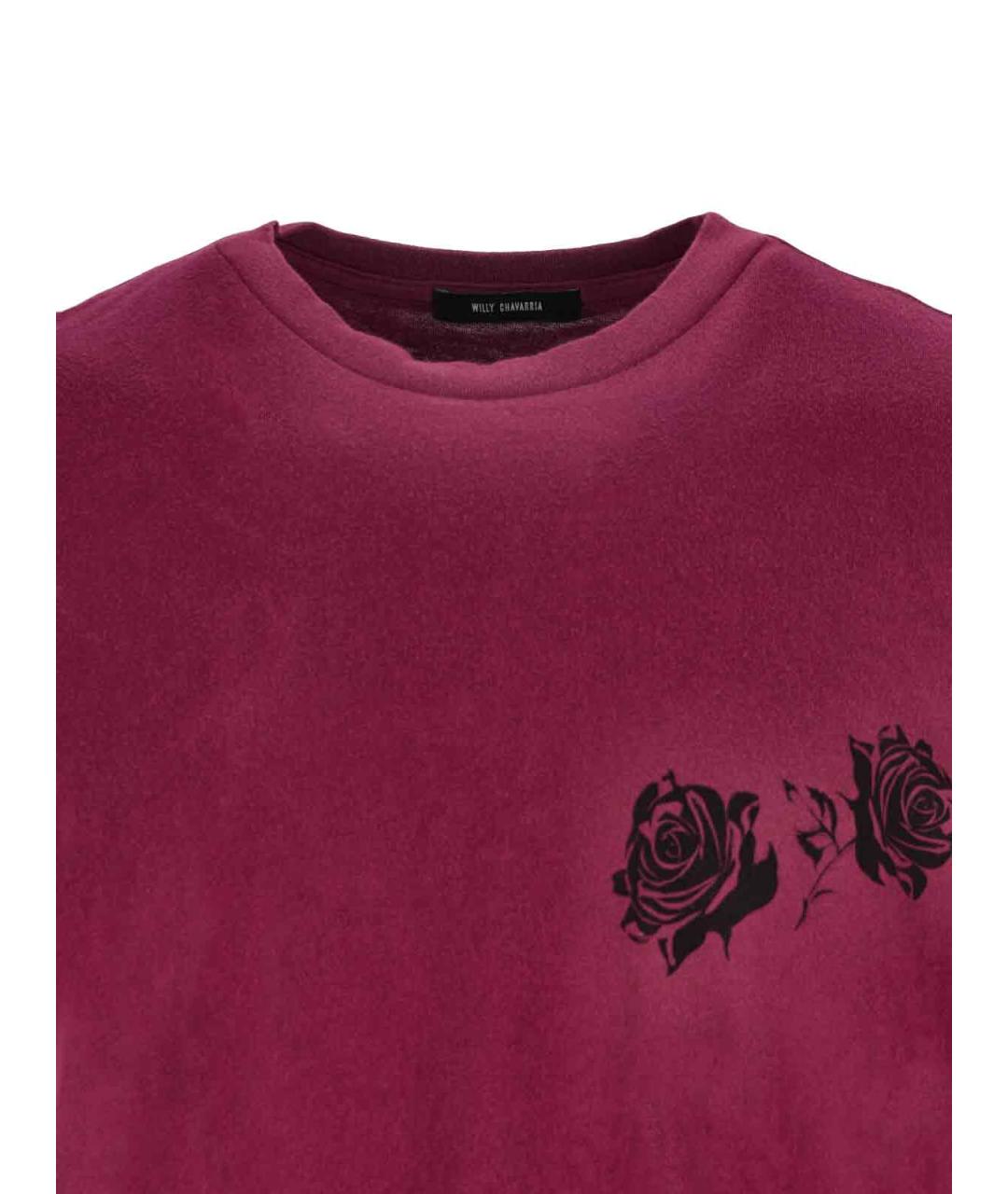 WILLY CHAVARRIA Бордовая хлопковая футболка, фото 3