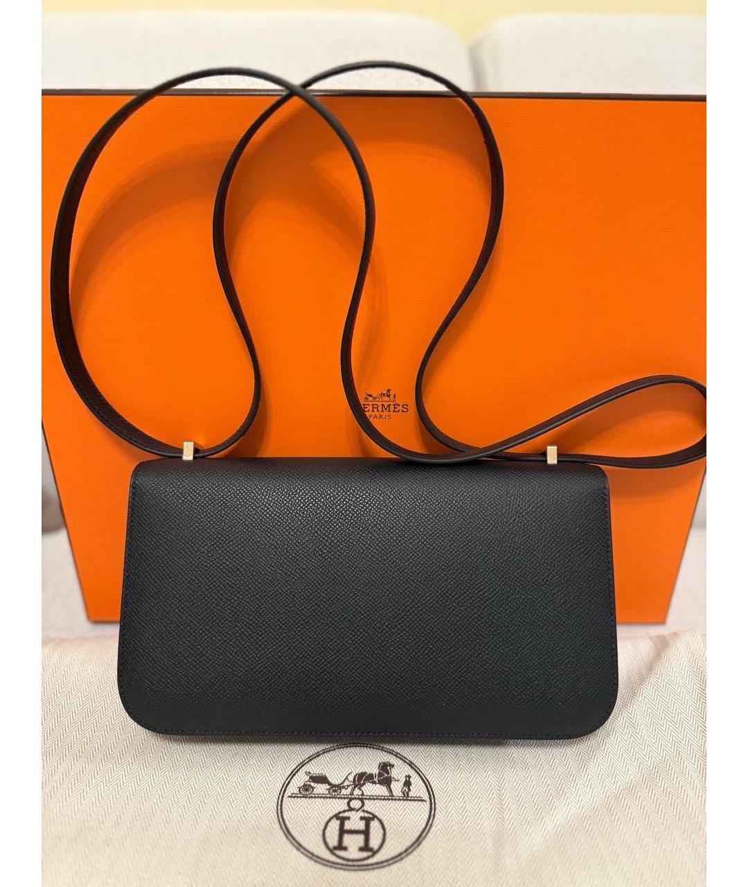 HERMES Черная кожаная сумка через плечо, фото 2
