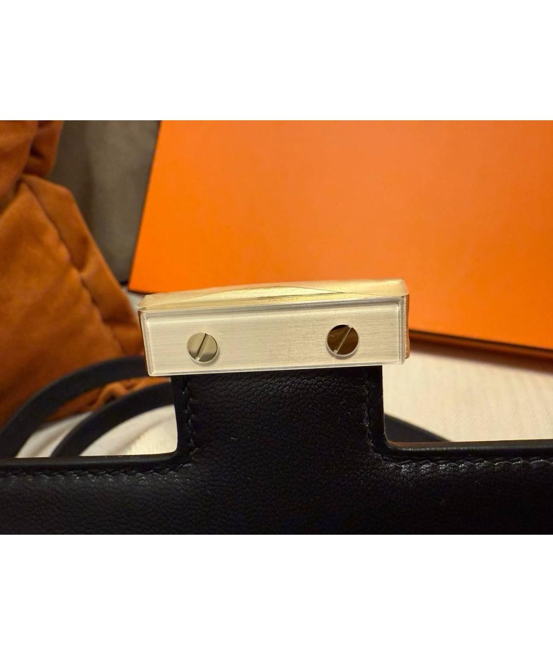 HERMES Черная кожаная сумка через плечо, фото 3