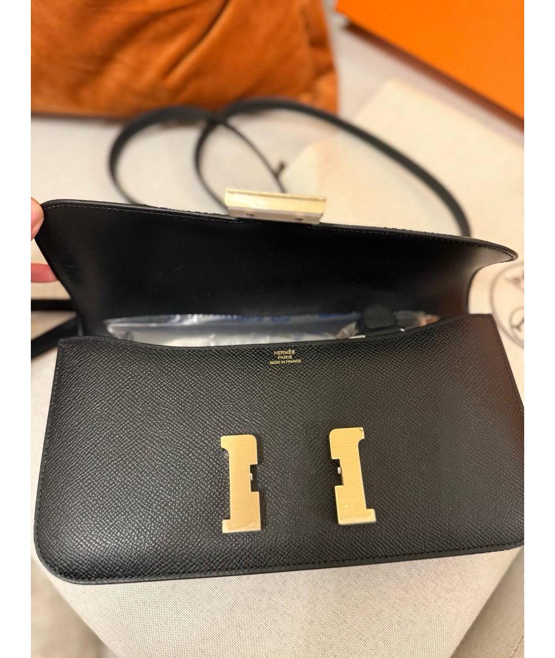 HERMES Черная кожаная сумка через плечо, фото 4