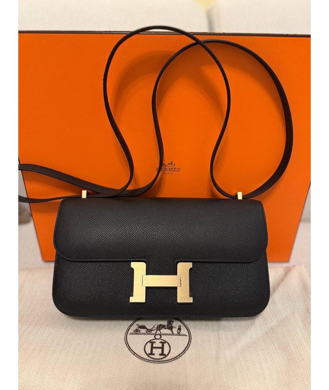 HERMES Черная кожаная сумка через плечо, фото 9