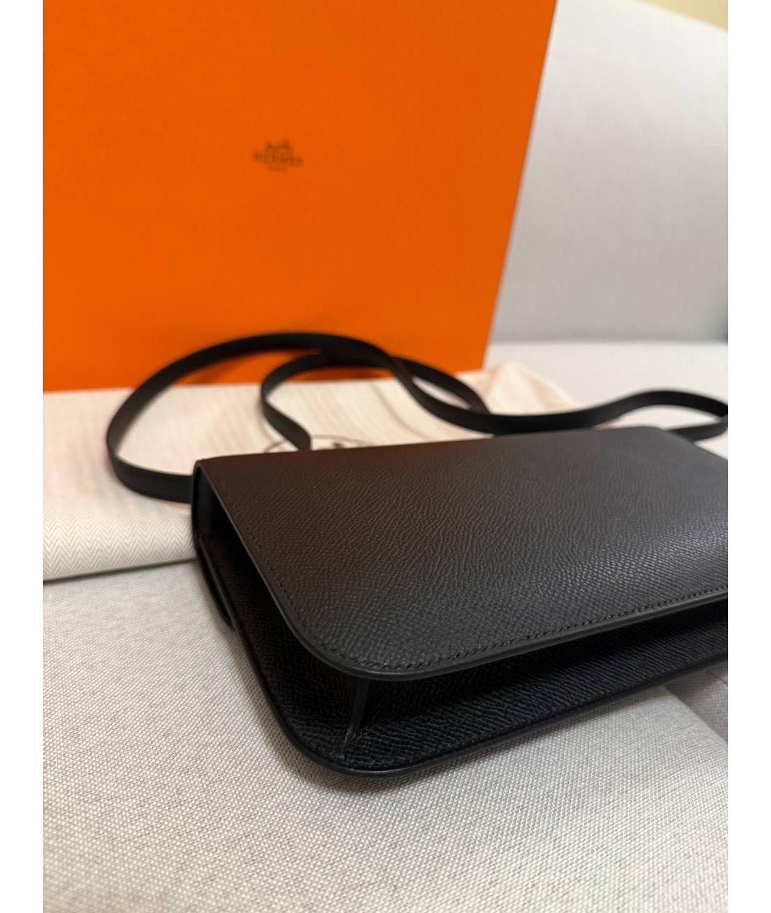 HERMES Черная кожаная сумка через плечо, фото 7