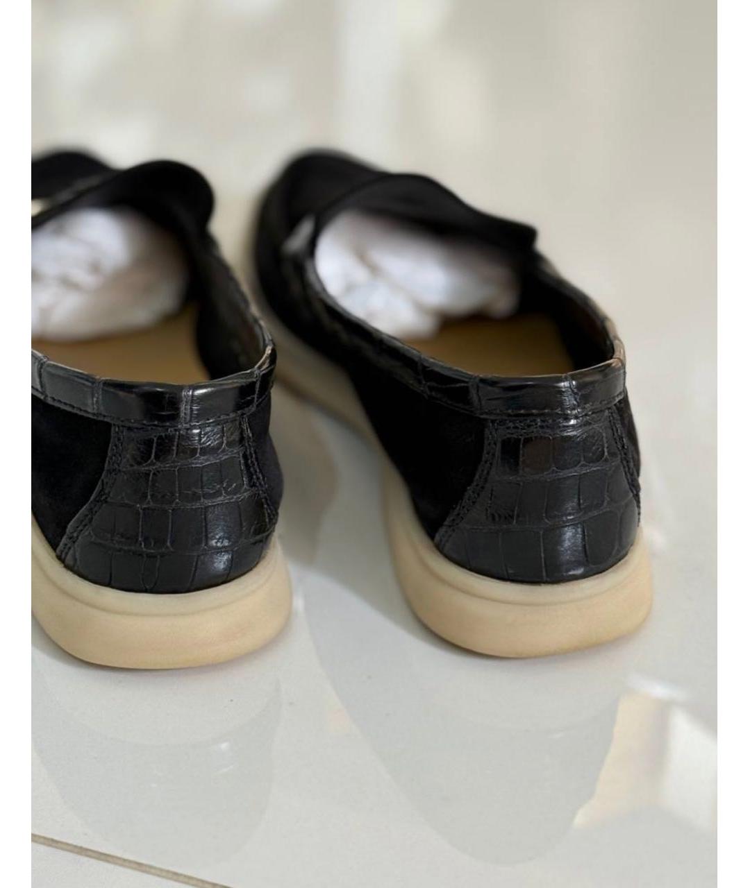 LORO PIANA Черные замшевые лоферы, фото 3