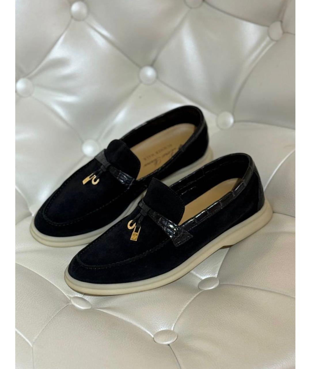 LORO PIANA Черные замшевые лоферы, фото 2