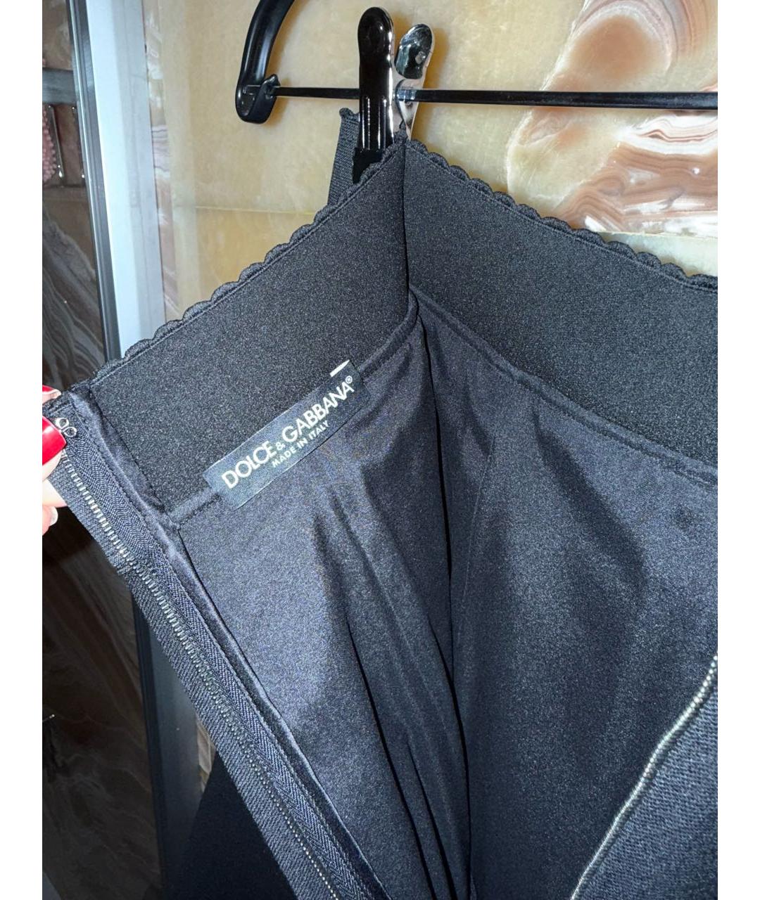 DOLCE&GABBANA Черная шерстяная юбка миди, фото 3
