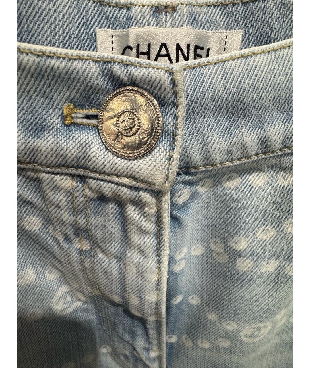 CHANEL Голубые хлопковые прямые джинсы, фото 2