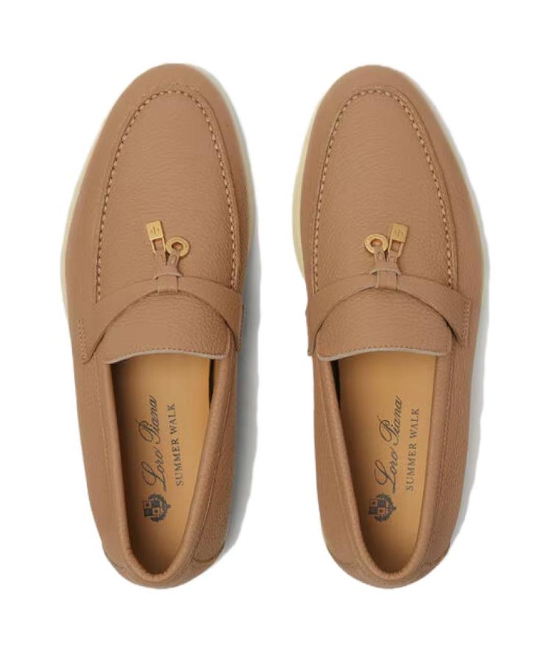 LORO PIANA Бежевые кожаные лоферы, фото 5