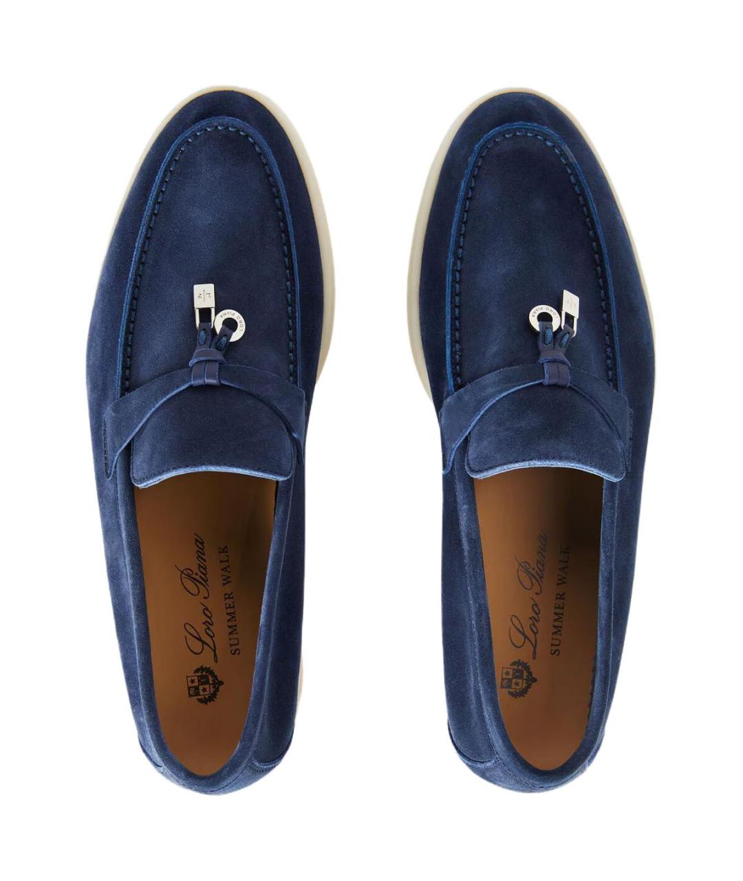 LORO PIANA Синие замшевые лоферы, фото 5