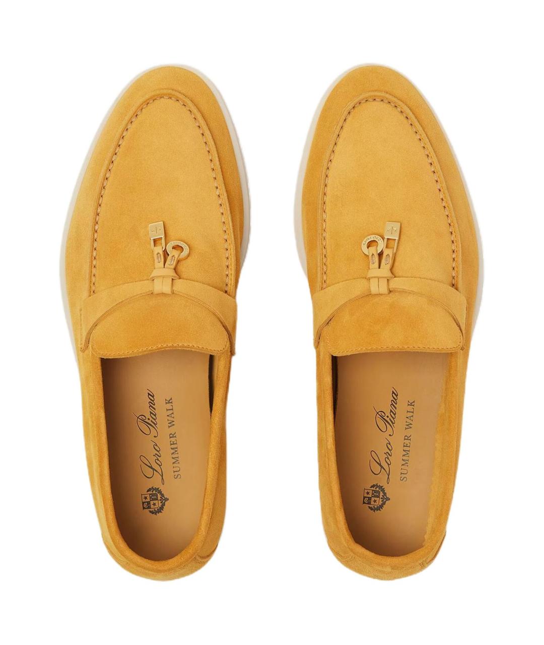 LORO PIANA Желтые замшевые лоферы, фото 5