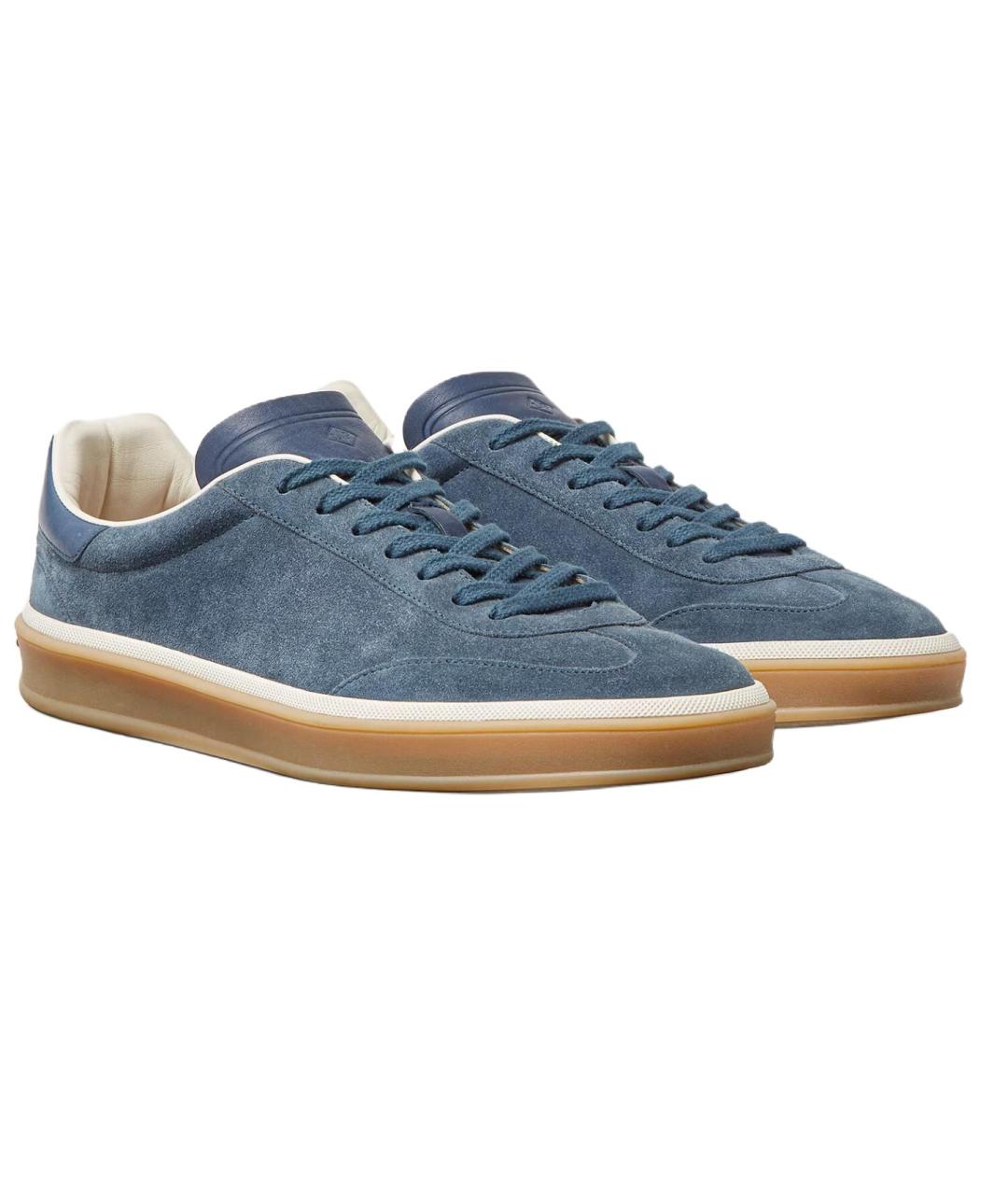 LORO PIANA Синие замшевые низкие кроссовки / кеды, фото 3