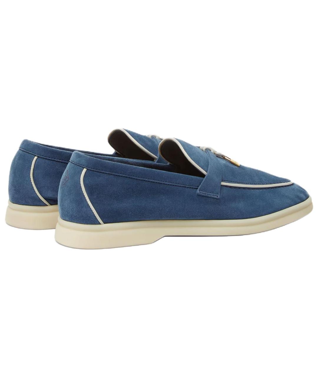 LORO PIANA Синие замшевые лоферы, фото 3