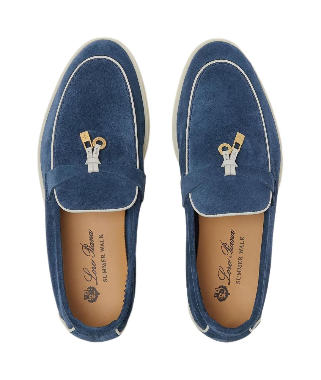 LORO PIANA Синие замшевые лоферы, фото 4