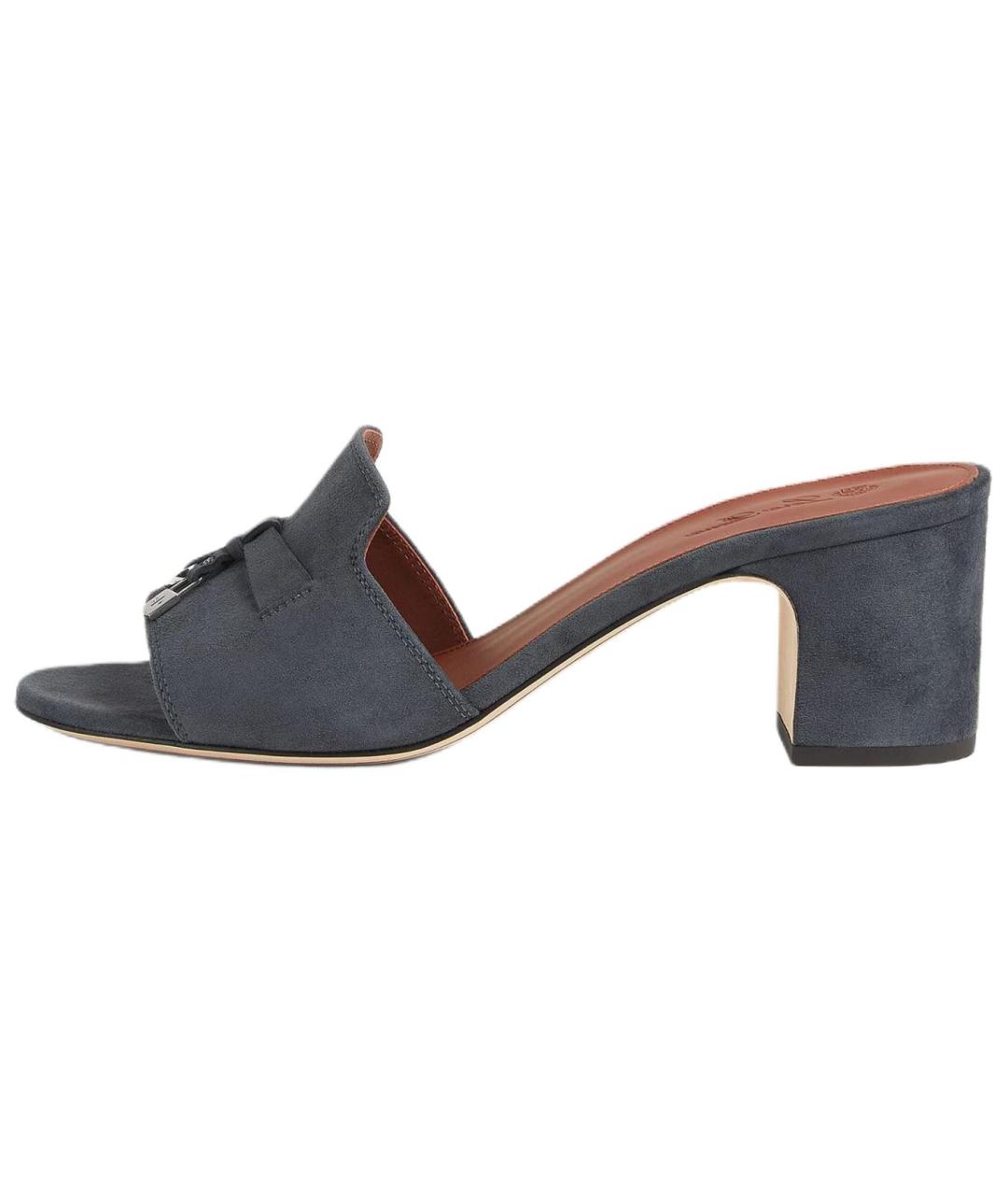 LORO PIANA Темно-синие замшевые сандалии, фото 2