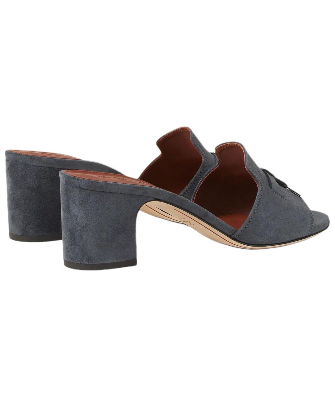 LORO PIANA Темно-синие замшевые сандалии, фото 4