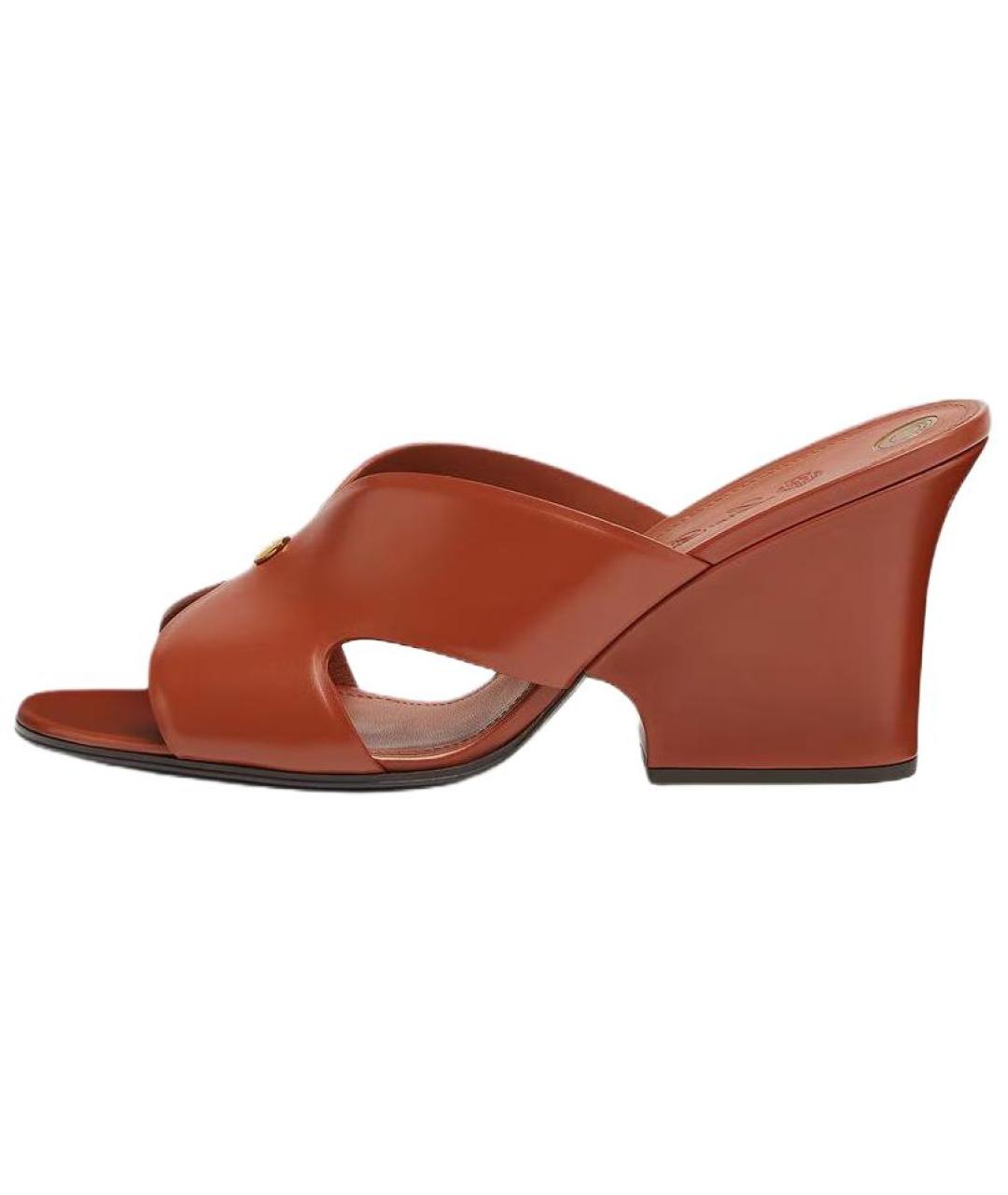 LORO PIANA Коричневые кожаные мюли, фото 2