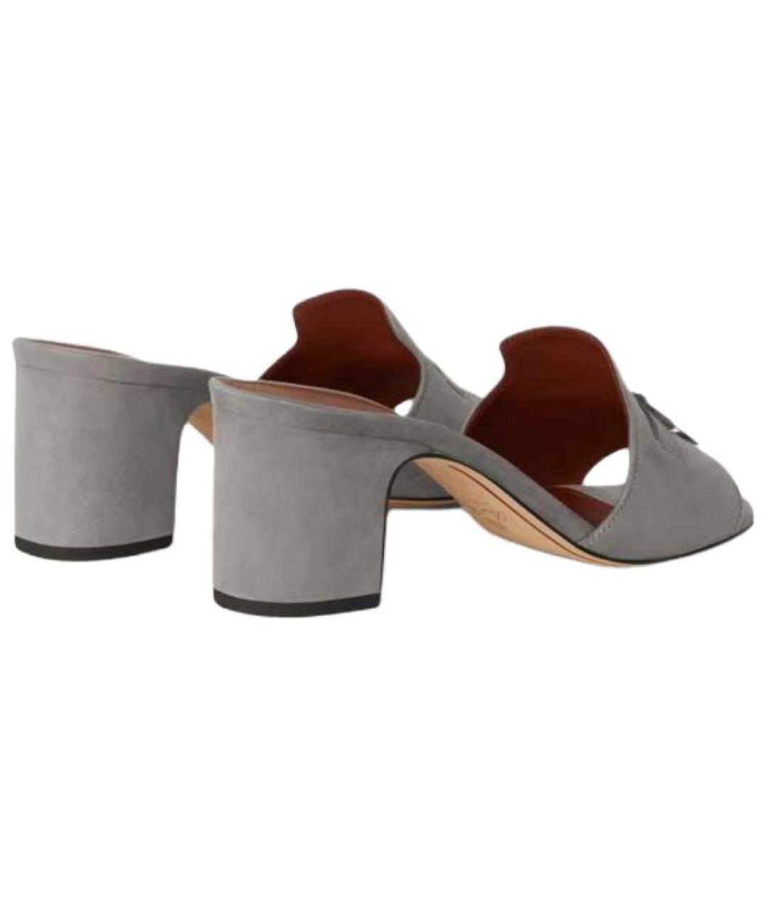 LORO PIANA Серые замшевые мюли, фото 4