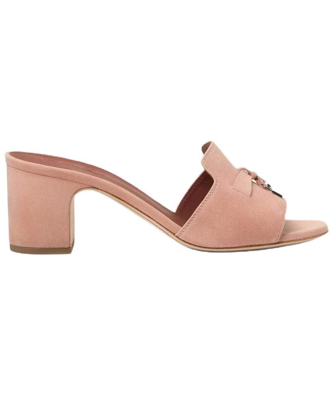 LORO PIANA Розовые замшевые мюли, фото 1